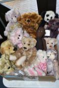 A BOX OF COLLECTORS TEDDY BEARS ETC, to include bears by Maddie Janes, Jackie Eeles, Magic Bears,