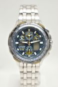 A 'CITIZEN ECO DRIVE SKYHAWK' WRIST WATCH, 'eco-drive' movement, chronograph dial, signed 'Citizen