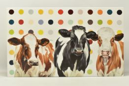 HAYLEY GOODHEAD (BRITISH CONTEMPORARY) 'DAMIEN'S HERD', a limited edition box canvas print depicting