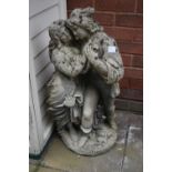 A WEATHERED COMPOSITE GARDEN FIGURE OF ROMEO AND JULIET
