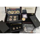 A BOXED 3 COIN SET OF GOLD COINS, to include full, half and quarter Sovereigns in 22ct gold,