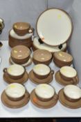 A GROUP OF DENBY 'CINNAMON' DINNER AND TEAWARE, comprising six dinner plates, six side plates, one