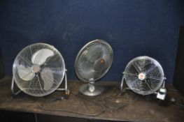 THREE HOUSEHOLD FANS comprising of a Rovex 19in circular floor fan, a Calor 17in desk fan and an