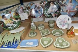 A GROUP OF WEDGWOOD JASPERWARE, COLLECTORS PLATES AND SUNDRY ITEMS, to include nine pieces of