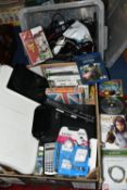 TWO BOXES OF GAMING ITEMS, including a PlayStation Vita, iPad, laptop, Pokemon Yellow (Gameboy),