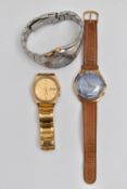 THREE GENTS WRIST WATCHES, the first a 'Seiko Arctura Kinetic', baton markers, date aperture at