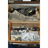 TWO BOXED STANLEY METAL AND WOODEN PLANES, comprising a No.50 Combination plane, complete with