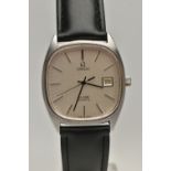 A GENTS 'OMEGA DE VILLE' WRISTWTACH, quartz movement, rounded square silver dial signed 'Omega De