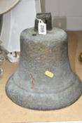 A LARGE CAST BRONZE BELL, diameter 26.5cm, missing clapper, no maker's marks (1) (Condition