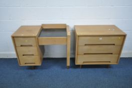 A JOHN AND SYLVIA REID FOR STAG BEDROOM SUITE, model C Range, comprising a chest of three drawers,