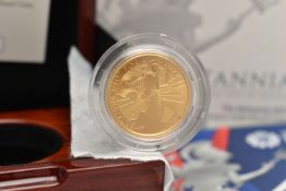 A BOXED ROYAL MINT BRITANNIA 2017 UK QUARTER-OUNCE GOLD PROOF COIN, No. 1624 of maximum mintage