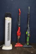 A JAYTECH TOWER FAN, a Zennox stick vacuum and a Royale Senior stick vacuum (all PAT pass and