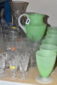 A GROUP OF 20TH CENTURY GLASSWARE, comprising a green and white Stevens & Williams of Stourbridge