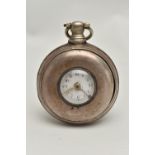 A GEORGE IV SILVER PAIR CASED HALF HUNTER POCKET WATCH, key wound, round white dial, two Arabic