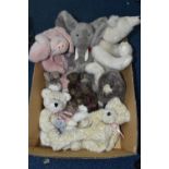 A BOX OF BOYDS BEARS' TEDDIES AND SOFT TOYS, comprising JB Bean and Associates 'Hilary' bear, two
