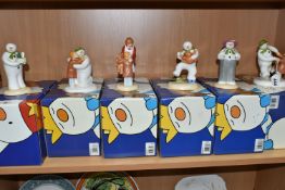 SIX BOXED COALPORT CHARACTERS 'THE SNOWMAN' FIGURES, comprising Dancing at the Party, Hug for Mum,