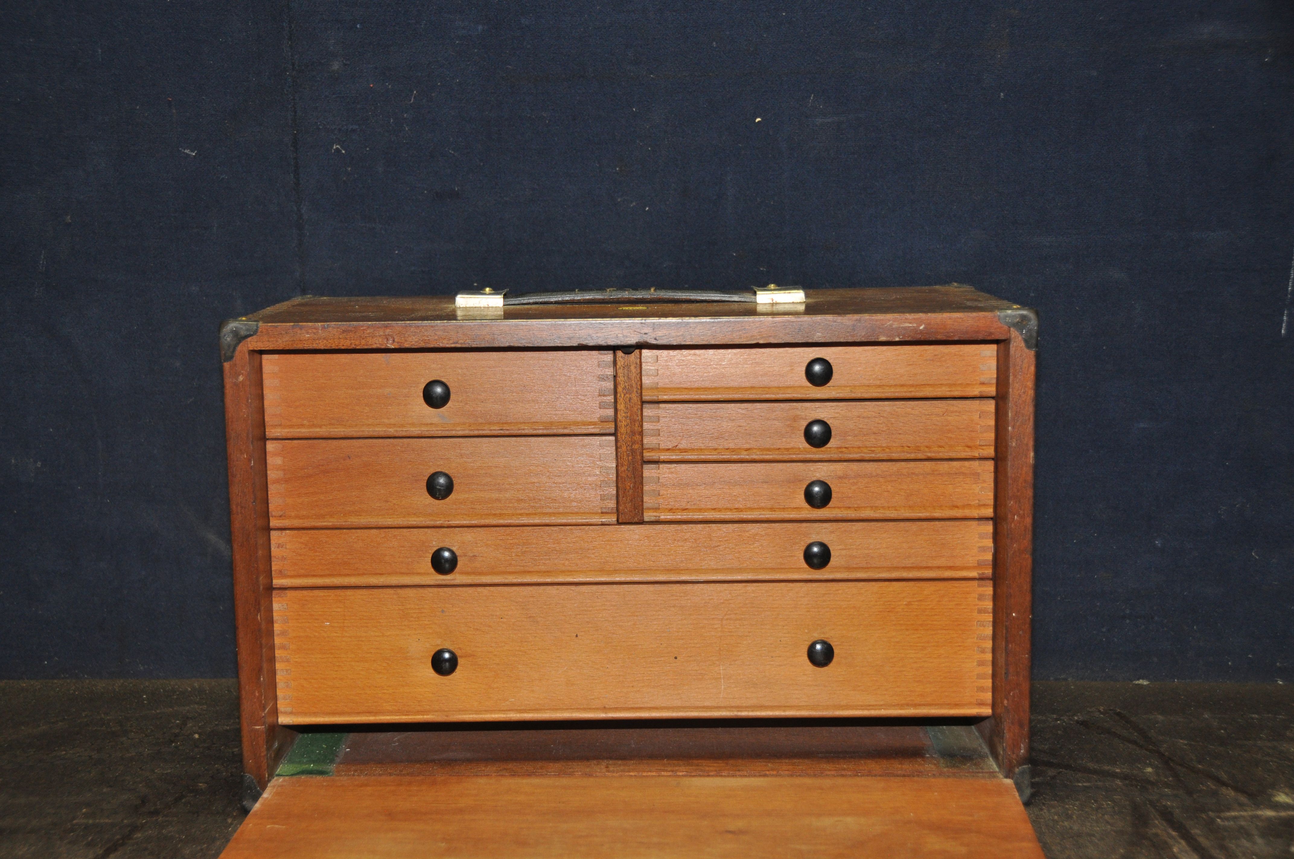 An 'EMIR' ENGINEERS TOOL CHEST with front lid and lock (no key), 5 short over 2 long drawers to - Image 3 of 4