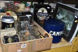TWO BOXES AND LOOSE BREWERIANA, to include a Guinness limited edition tin including a glass and a