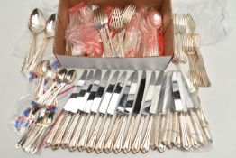 A BOX OF LOOSE 'DAVENPORT AND SULLIVAN' CUTLERY, to include 12 x dinner forks, 12 x dinner knives,