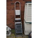 A CLJMA ALUMINIUM STEP LADDER, and a pair of two step CLIME ladders (3)