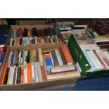 SIX BOXES OF BOOKS containing approximately 285 miscellaneous titles in hardback and paperback