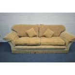 A PETER GUILD FLORAL GOLD UPHOLSTERED SOFA, length 158cm (condition report: -sun bleached)