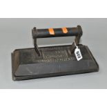 A CAST IRON THOMAS PADMORE & SONS OF BIRMINGHAM BILLIARD TABLE FLAT IRON OF RECTANGULAR FORM, with