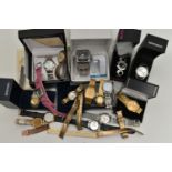 A BOX OF ASSORTED WRISTWATCHES, seventeen wristwatches, names to include 'Fossil, Montine,