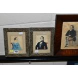 A PAIR OF VICTORIAN WATERCOLOUR AND PENCIL PORTRAITS OF A GENTLEMAN AND A LADY, initialled J.R.N.,