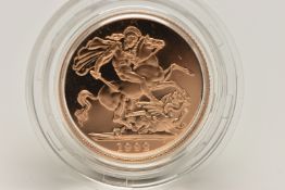 ROYAL MINT FULL GOLD PROOF SOVEREIGN COIN QUEEN ELIZABETH II 1992, .916 fine, 7.98 gram, 22.05mm,
