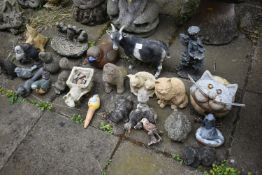 A LARGE SELECTION OF SMALL GARDEN FIGURES (20+)