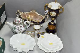 A SMALL GROUP OF COALPORT, to include a late 19th-early 20th century Coalport tyg decorated with a