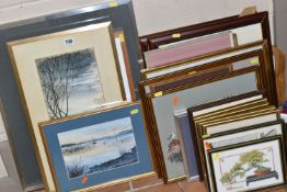 A QUANTITY OF PICTURES AND PRINTS ETC, to include a watercolour landscape signed J.F Black '80,