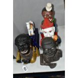 FIVE REPRODUCTION CAST IRON MONEY BOXES, including 'Trick Pony', 'Stump Speaker' and a clown, height