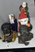 FIVE REPRODUCTION CAST IRON MONEY BOXES, including 'Trick Pony', 'Stump Speaker' and a clown, height