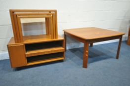 THREE PIECES OF MID-CENTURY TEAK OCCASIONAL FURNITURE, to include a vildbjerg mobelfabrik nest of