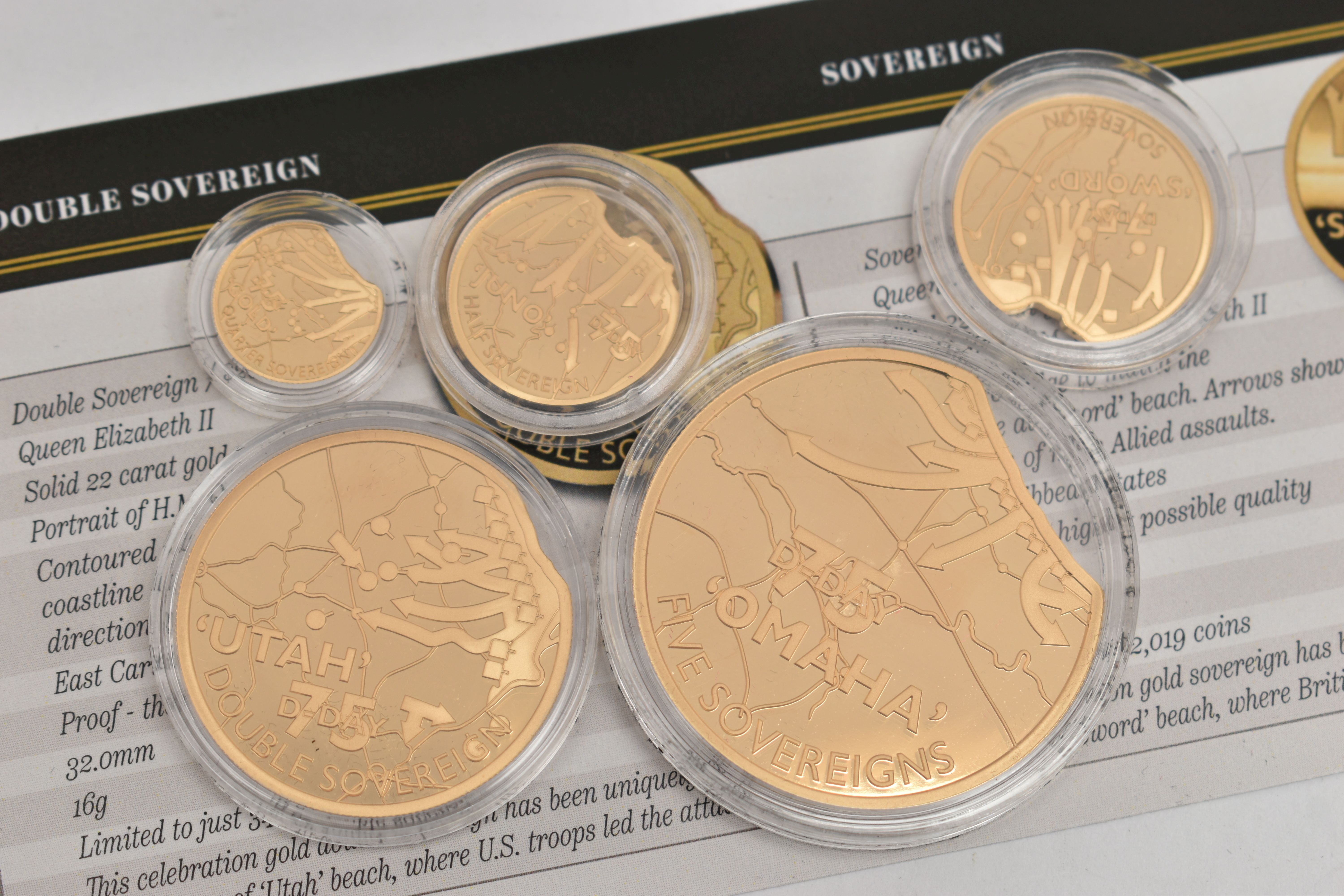 THE 2019 HEROS OF D-DAY 75TH ANNIVERSARY GOLD DEFINATIVE PROOF SOVEREIGN SET, five Sovereign coin - Image 3 of 4