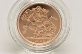 ROYAL MINT FULL GOLD PROOF SOVEREIGN QUEEN ELIZABETH II 2004, .916 fine, 7.98 gram, 22.05mm, mintage