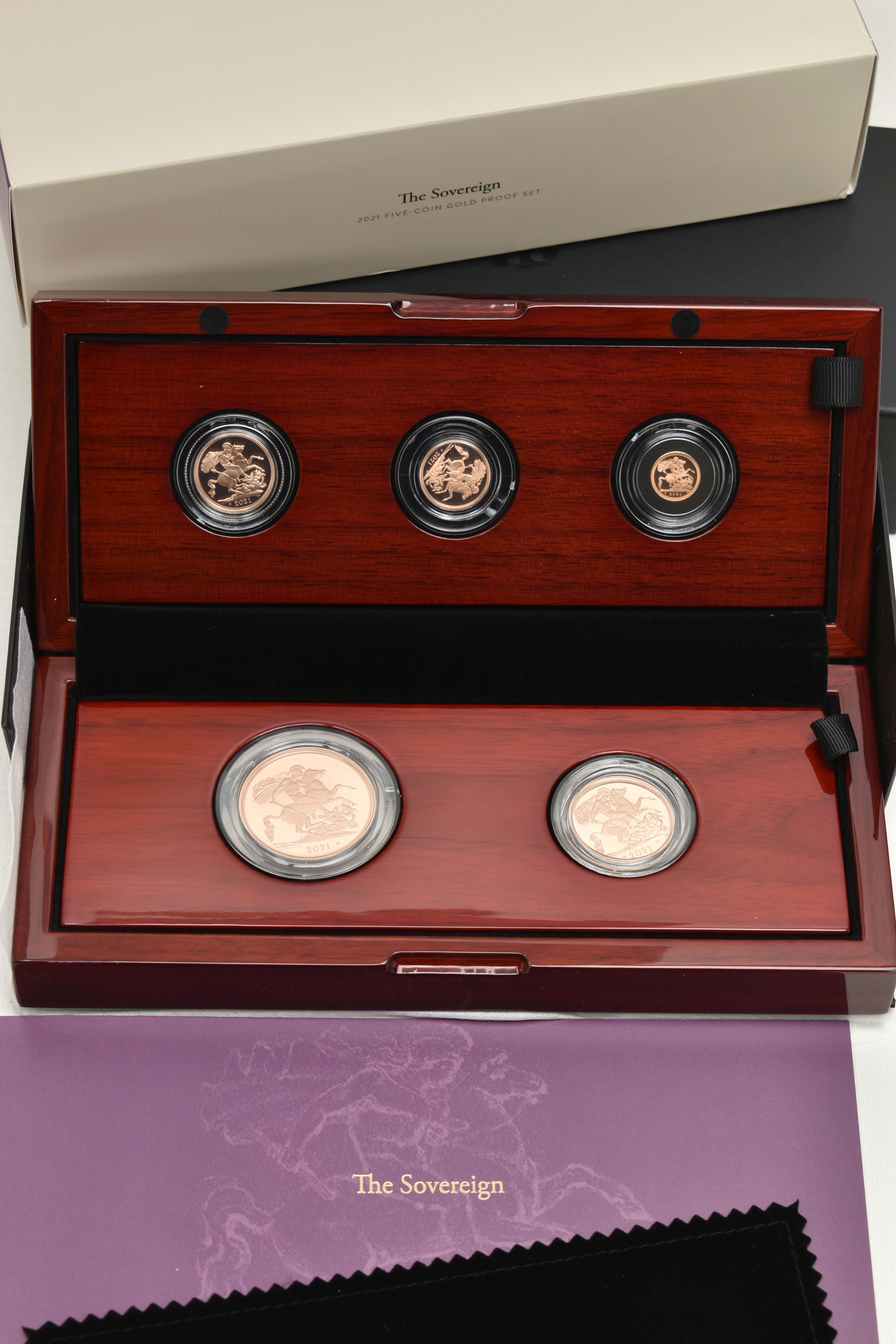 A BOXED ROYAL MINT 'THE SOVEREIGN 2021 FIVE-COIN GOLD PROOF SET'