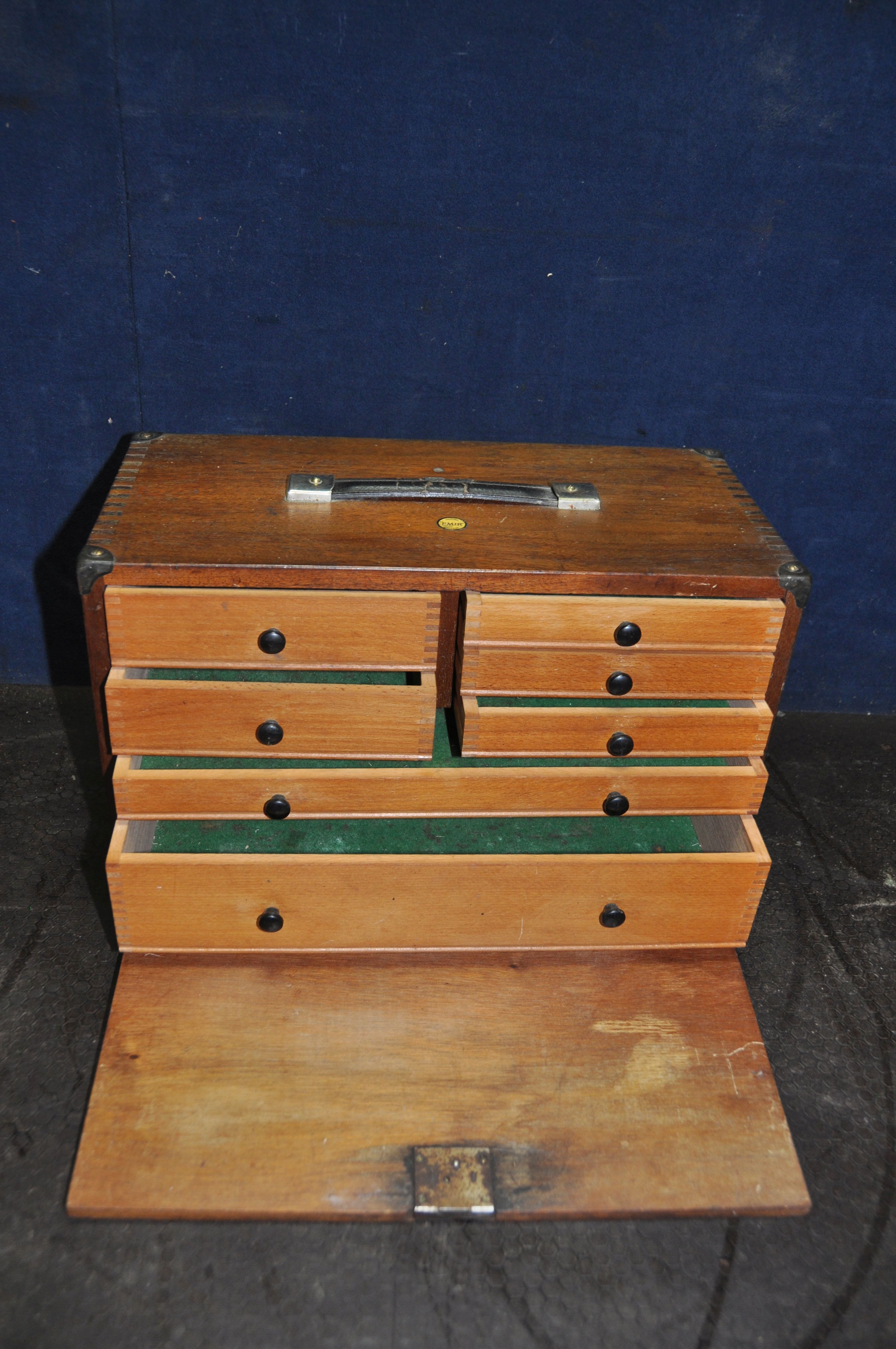 An 'EMIR' ENGINEERS TOOL CHEST with front lid and lock (no key), 5 short over 2 long drawers to - Image 2 of 4