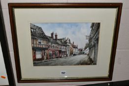REG SIGER (BRITISH CONTEMPORARY) 'MERE STREET, DISS', a street view of a Norfolk village, signed