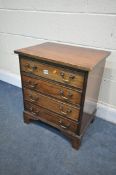 A PART GEORGIAN SMALL MAHOGANY CHEST OF FOUR LONG DRAWERS, on bracket feet, width 53cm x depth