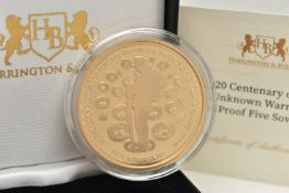 A BOXED 2020 CENTENARY OF THE UNKNOWN WARRIOR GOLD PROOF FIVE SOVEREIGN COIN