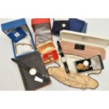 A BOX OF ASSORTED ITEMS, to include a ladys 'Rotary' quartz wristwatch, two boxed imitation pearl