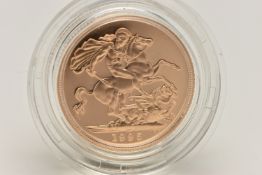 ROYAL MINT FULL GOLD PROOF SOVEREIGN COIN QUEEN ELIZABETH II 1995, .916 fine, 7.98 gram, 22.05mm,