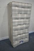 A SLEEPMASTERS SINGLE DIVAN BED, with pocket collection back care supreme mattress and a tubular
