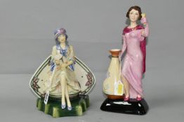 TWO LIMITED EDITION KEVIN FRANCIS 'CHARLOTTE RHEAD' FIGURINES, both modelled by Andy Moss, the