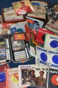 THREE CASE OF SINGLE RECORDS, over one hundred and fifty singles from 1950/1960's and two trays of