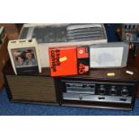 A STEREO 8 RADIOMOBILE EIGHT TRACK PLAYER WITH SPEAKER AND CASSETTES, comprising fourteen cassettes,