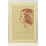 JOSEPH MILNER KITE (1862-1946) A PROFILE PORTRAIT OF A GIRL, signed lower left, brown chalk on